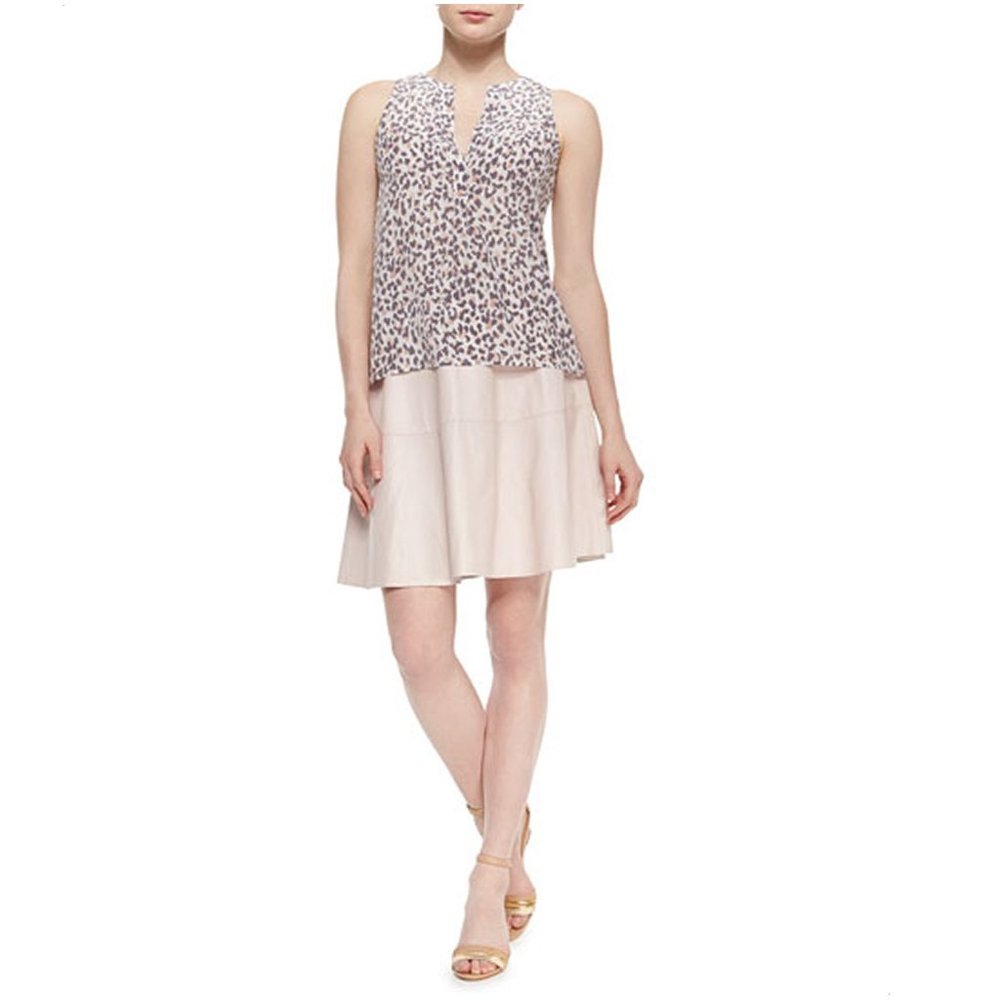 Joie Decollete Size Small Midi Leather Flare Skirt - S $618 NWT Baby Pink